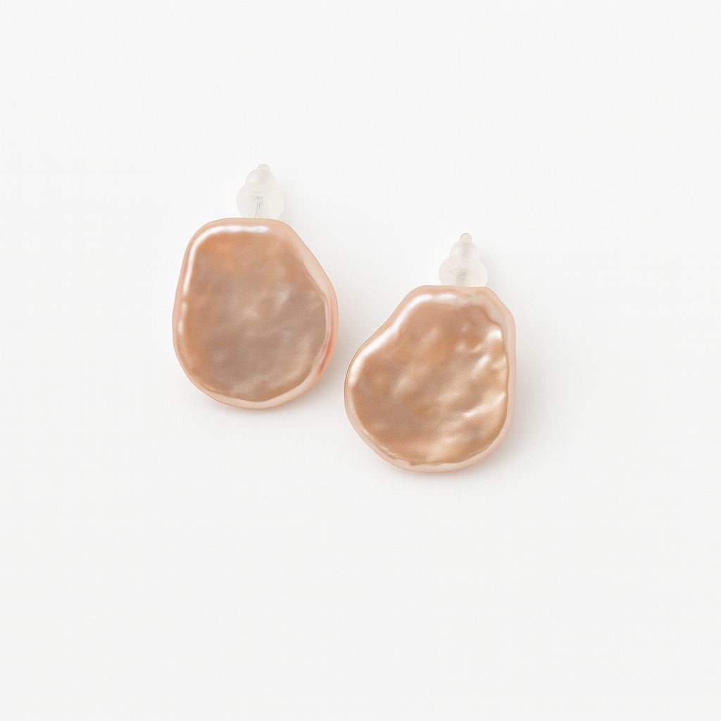 Petal Glow Pearl Studs · Baroque Petal Earrings